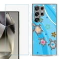 thumbnail image 1 of For Samsung Galaxy S25 Ultra 5G Phone Case Cover with Tempered Glass Screen Protector, by OneToughShield - Happy Turtle, 1 of 4