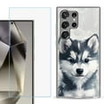 thumbnail image 1 of For Samsung Galaxy S25 Ultra 5G Phone Case Cover with Tempered Glass Screen Protector, by OneToughShield - Husky Puppy, 1 of 4