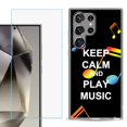 thumbnail image 1 of For Samsung Galaxy S25 Ultra 5G Phone Case Cover with Tempered Glass Screen Protector, by OneToughShield - Keep Calm Music, 1 of 4