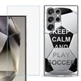 thumbnail image 1 of For Samsung Galaxy S25 Ultra 5G Phone Case Cover with Tempered Glass Screen Protector, by OneToughShield - Keep Calm Soccer, 1 of 4