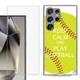 thumbnail image 1 of For Samsung Galaxy S25 Ultra 5G Phone Case Cover with Tempered Glass Screen Protector, by OneToughShield - Keep Calm Softball, 1 of 4