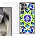 thumbnail image 1 of For Samsung Galaxy S25 Ultra 5G Phone Case Cover with Tempered Glass Screen Protector, by OneToughShield - Mandalas Color, 1 of 4