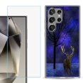 thumbnail image 1 of For Samsung Galaxy S25 Ultra 5G Phone Case Cover with Tempered Glass Screen Protector, by OneToughShield - Midnight Deer, 1 of 4