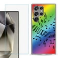 thumbnail image 1 of For Samsung Galaxy S25 Ultra 5G Phone Case Cover with Tempered Glass Screen Protector, by OneToughShield - Music Notes / Rainbow, 1 of 4
