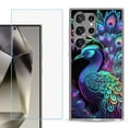 thumbnail image 1 of For Samsung Galaxy S25 Ultra 5G Phone Case Cover with Tempered Glass Screen Protector, by OneToughShield - Neon Peacock, 1 of 4