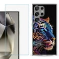thumbnail image 1 of For Samsung Galaxy S25 Ultra 5G Phone Case Cover with Tempered Glass Screen Protector, by OneToughShield - Neon Tiger, 1 of 4