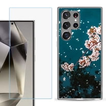 For Samsung Galaxy S25 Ultra 5G Phone Case Cover with Tempered Glass Screen Protector, by OneToughShield - Night Blossom