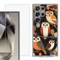thumbnail image 1 of For Samsung Galaxy S25 Ultra 5G Phone Case Cover with Tempered Glass Screen Protector, by OneToughShield - Owl Mix, 1 of 4