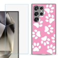 thumbnail image 1 of For Samsung Galaxy S25 Ultra 5G Phone Case Cover with Tempered Glass Screen Protector, by OneToughShield - Pet Paw/ Pink, 1 of 4