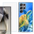 thumbnail image 1 of For Samsung Galaxy S25 Ultra 5G Phone Case Cover with Tempered Glass Screen Protector, by OneToughShield - Sea Turtle, 1 of 4