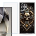 thumbnail image 1 of For Samsung Galaxy S25 Ultra 5G Phone Case Cover with Tempered Glass Screen Protector, by OneToughShield - Skull Art, 1 of 4