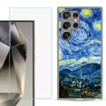 thumbnail image 1 of For Samsung Galaxy S25 Ultra 5G Phone Case Cover with Tempered Glass Screen Protector, by OneToughShield - Starry Night Paris, 1 of 4