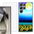 thumbnail image 1 of For Samsung Galaxy S25 Ultra 5G Phone Case Cover with Tempered Glass Screen Protector, by OneToughShield - Sunflower Moon, 1 of 4