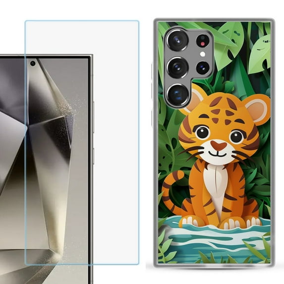 For Samsung Galaxy S25 Ultra 5G Phone Case Cover with Tempered Glass Screen Protector, by OneToughShield - Tiger Craft