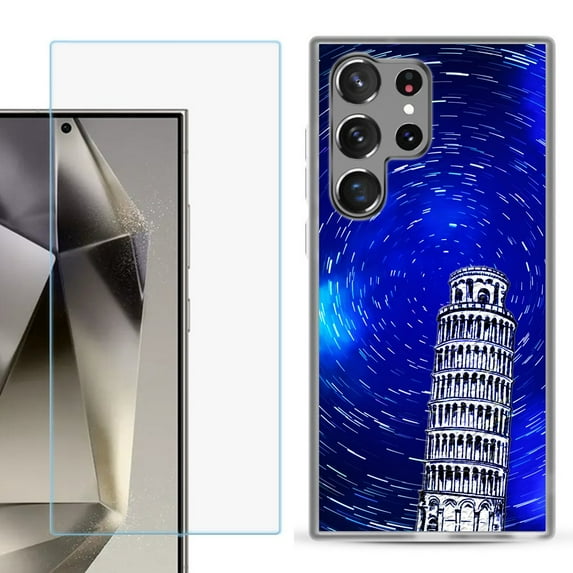 For Samsung Galaxy S25 Ultra 5G Phone Case Cover with Tempered Glass Screen Protector, by OneToughShield - Tower of Pisa