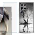 thumbnail image 1 of For Samsung Galaxy S25 Ultra 5G Phone Case Cover with Tempered Glass Screen Protector, by OneToughShield - Tree BW, 1 of 4