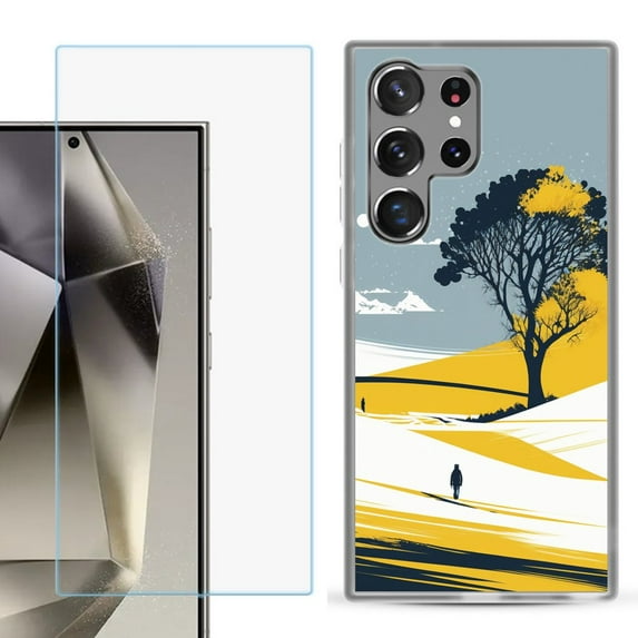 For Samsung Galaxy S25 Ultra 5G Phone Case Cover with Tempered Glass Screen Protector, by OneToughShield - Tree on Hill