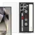 thumbnail image 1 of For Samsung Galaxy S25 Ultra 5G Phone Case Cover with Tempered Glass Screen Protector, by OneToughShield - Vintage Cassette, 1 of 4