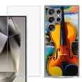 thumbnail image 1 of For Samsung Galaxy S25 Ultra 5G Phone Case Cover with Tempered Glass Screen Protector, by OneToughShield - Violin, 1 of 4