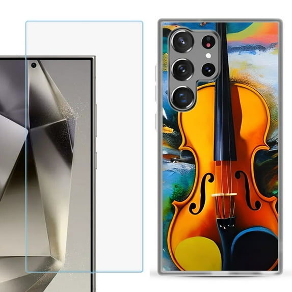 For Samsung Galaxy S25 Ultra 5G Phone Case Cover with Tempered Glass Screen Protector, by OneToughShield - Violin