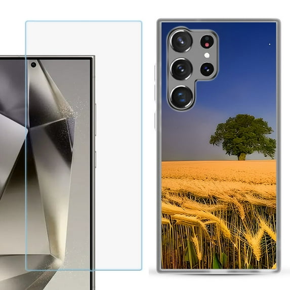 For Samsung Galaxy S25 Ultra 5G Phone Case Cover with Tempered Glass Screen Protector, by OneToughShield - Wheatfield