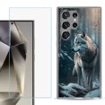 thumbnail image 1 of For Samsung Galaxy S25 Ultra 5G Phone Case Cover with Tempered Glass Screen Protector, by OneToughShield - Wolf Winter, 1 of 4