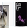 thumbnail image 1 of For Samsung Galaxy S25 Ultra 5G Phone Case Cover with Tempered Glass Screen Protector, by OneToughShield - Zebra Running, 1 of 4