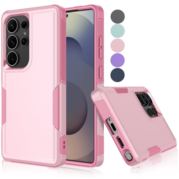 For Samsung Galaxy S25 Ultra Case, Shockproof Heavy Duty Rugged Phone Case for Samsung Galaxy S25 Ultra, Tekcoo Military Grade Protection Dual Layer Sturdy Durable Cover Cute Bumper - Rose Gold