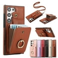 thumbnail image 1 of For Samsung Galaxy S25 Ultra Case Wallet with Card Holder, 360°Rotation Finger Ring Holder Kickstand, RFID Blocking Protective Shockproof Cover, 1 of 12