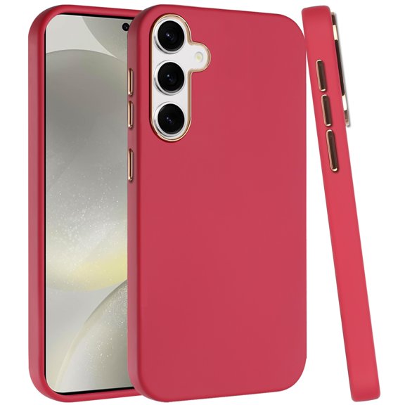 For Samsung Galaxy S25 Ultra Slim Classic Hybrid Around Rubber Gummy Gel Slick Hard PC Silicone TPU Chromed Button Cover, XPM Phone Case [Burgundy]