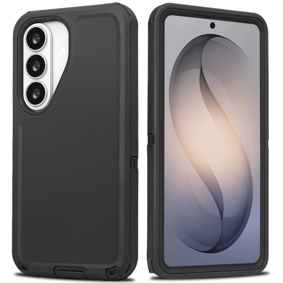 For Samsung Galaxy S26 Case, 3-in-1 Rugged Shockproof Protective Cover with Hard Shell and Soft Rubber Bumper, Drop Protection Armor, Black
