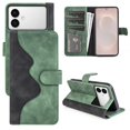 thumbnail image 1 of ﻿For Samsung Galaxy S26 Edge 5G 6.7" Splicing Leather Pattern Flip Buckle Attachment/Closure, Card Slots/Pocket, PU Leather Flip Wallet Case,Green,For Galaxy S26 Edge 5G, 1 of 6