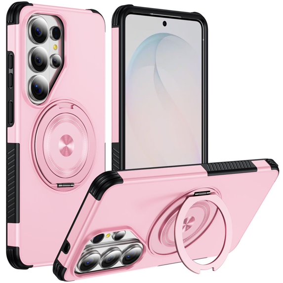 For Samsung Galaxy S26 Ultra 5G Magnetic 360° Rotating Holder Phone Case,Pink ,For Galaxy S26 Ultra 5G