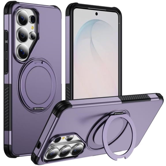 For Samsung Galaxy S26 Ultra 5G Magnetic 360° Rotating Holder Phone Case,Purple,For Galaxy S26 Ultra 5G
