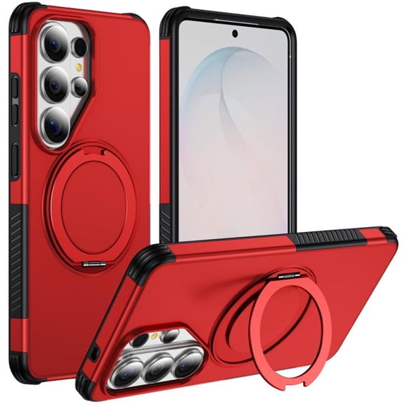For Samsung Galaxy S26 Ultra 5G Magnetic 360° Rotating Holder Phone Case,Red,For Galaxy S26 Ultra 5G