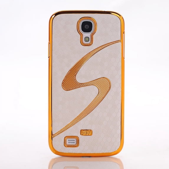 For Samsung Galaxy S4 i9400 Golden S Chromed Silver PU Cell Phone Designer Chrome S Style Case Leather FealRubberized Touch