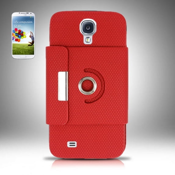 For Samsung Galaxy S4 i9500 - Horizontal 360` ROTATABLE Pouch in Blister Packing - Red FHPRT