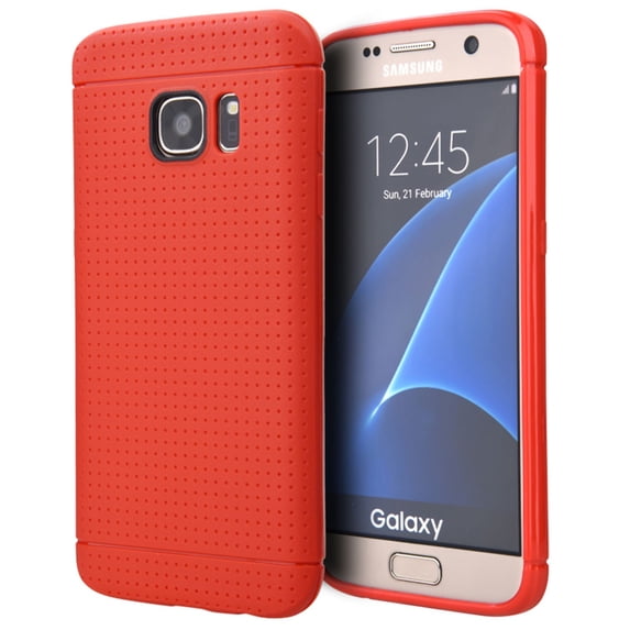 For Samsung Galaxy S7 Edge Dotted Tpu Back Case - Red