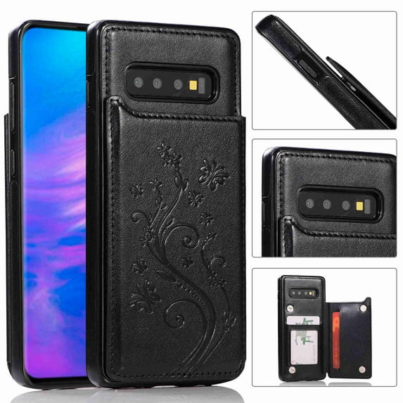 For Samsung Galaxy S8,Dteck Retro Flower Patterned PU Leather Back Card Wallet Flip Stand Cover,black