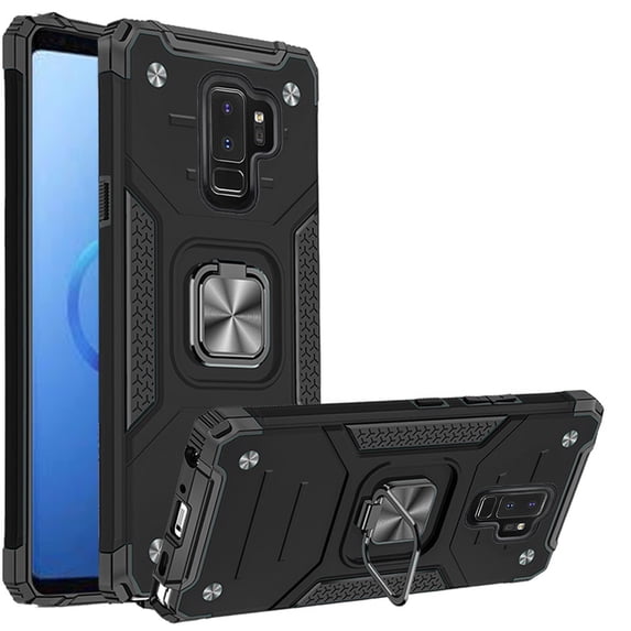 For Samsung Galaxy S9 Plus Robust Magnetic Kickstand Hybrid Case Cover - Black