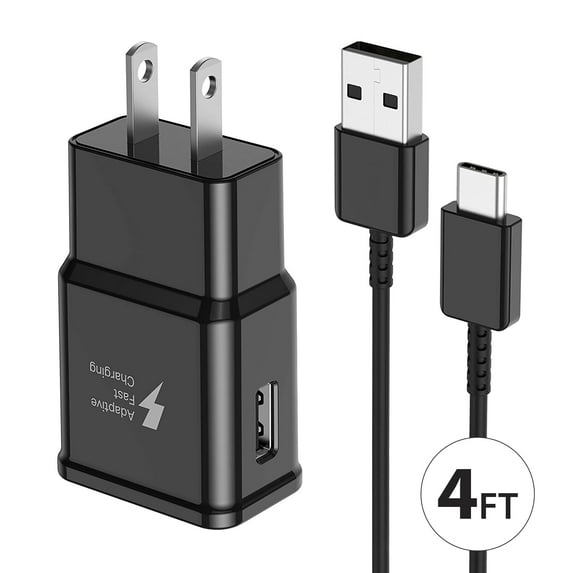 For Samsung Galaxy S9 S9+ Compatible Adaptive Fast Charger Home Adapter 4ft Long Type-C USB Cable Wire USB-C Cord