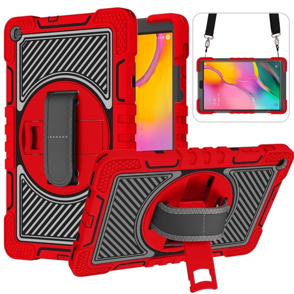 For Samsung Galaxy Tab A 10.1 2019 T515 360 Degree Rotation Contrast Color Shockproof Silicone + &