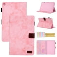 thumbnail image 1 of For Samsung Galaxy Tab A 10.1 Case 2019, Only Fit (SM-T510/ SM-T515/ SM-T517 Case) Case,Retro Card Slot Cover with Pencil Holder,Multi-Angle Viewing Stand,Pocket Folio Leather Case,Pink, 1 of 7