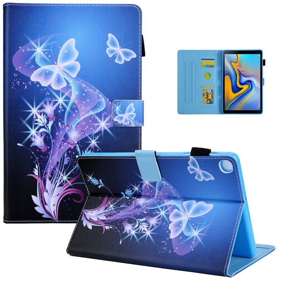 For Samsung Galaxy Tab A 10.1 Case 2019, SM-T510 2019 Tablet Case, Flip Leather Multi- Viewing Angles Stand Case, Soft Back Cover for Samsung Galaxy Tab A 10.1 inch Tablet , Purple Butterfly