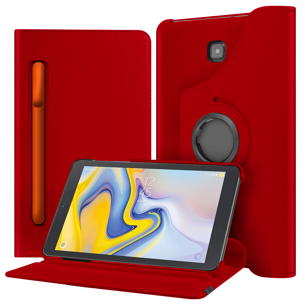 For Samsung Galaxy Tab A 8.0 2018 / T387 360 Degree Rotating Stand W/ Pencil Slots Leather Folio