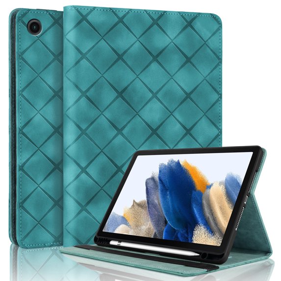 for Samsung Galaxy Tab A8 10.5 inch Release 2022 (SM-X200/SM-X205) Case, Rhombus Grid Pattern Multiple Viewing Angles Stand Slim Folio Cover (Blue)