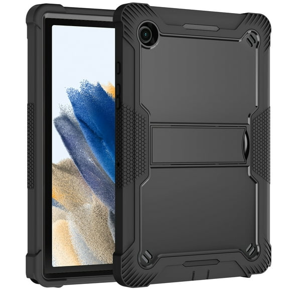 For Samsung Galaxy Tab A8 10.5 inch / SM-X200 / X205 / X207 Dual Layer Protective Shockproof Kickstand Heavy Duty Case Cover Black/Black