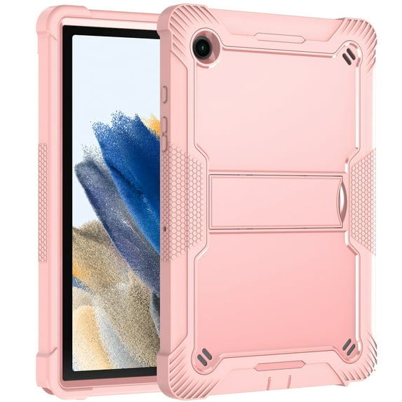 For Samsung Galaxy Tab A8 10.5 inch / SM-X200 / X205 / X207 Dual Layer Protective Shockproof Kickstand Heavy Duty Case Cover Rose Gold