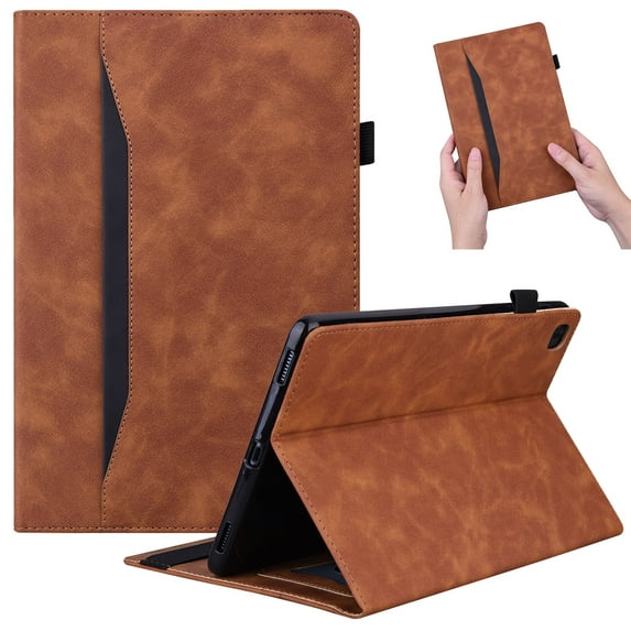 For Samsung Galaxy Tab A8 Case 10.5 Inch 2022 SM-X200/X205/X207, Premium PU Leather Business Folio Stand Cover with Outside Pocket / Inner Card Slots Case with S Pen Slot,Brown