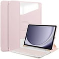 thumbnail image 1 of For Samsung Galaxy Tab A9 Plus 360 Rotation Transparent Smart Leather Case with Keyboard,Pink, 1 of 8